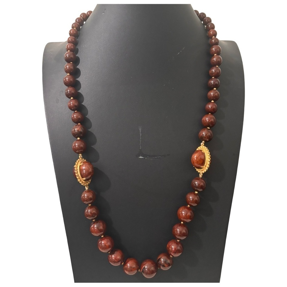 Miriam Haskell excellent vintage acrylic with gold accents necklace